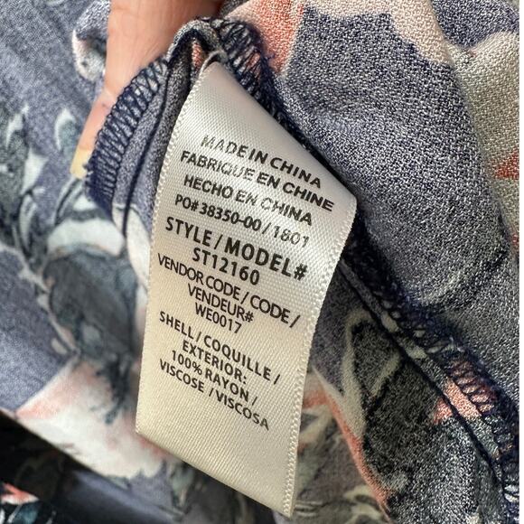 Splendid Navy Orange Ivory Multi Floral Short Sleeve Kimono Duster S - Picture 8 of 15